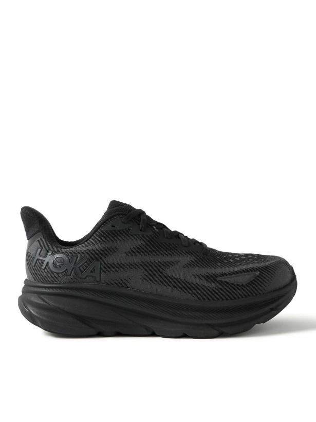 Photo: Hoka One One - Clifton 9 Wide Rubber-Trimmed Mesh Running Sneakers - Black