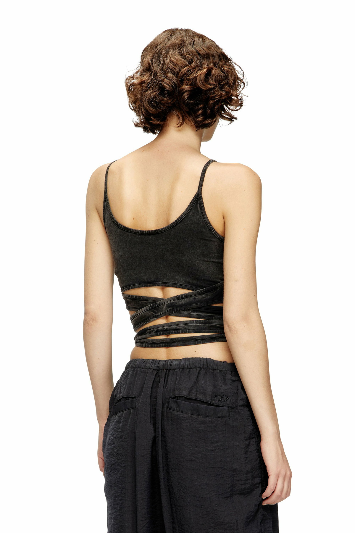 Diesel Denim-look vest top with wrap ties - T-Shirts Womens in Black