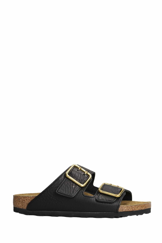 Photo: Birkenstock Arizona Bold Flats In Black Leather