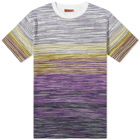 Missoni Men's Multi Stripe T-Shirt in Yellow/Violet/Dark Purple