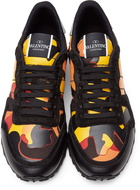 Valentino Garavani Black & Yellow Camo Rockrunner Sneakers