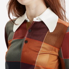 TOGA ARCHIVES Women's TOGA Check Knit Polo Shirt in Dark Red
