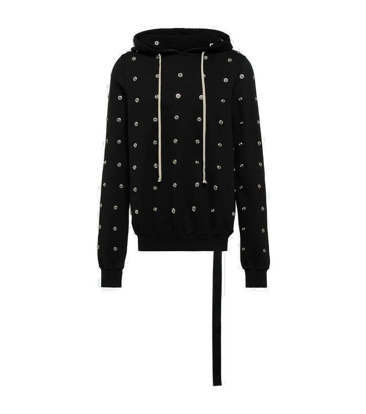Photo: DRKSHDW by Rick Owens Granbury studded cotton jersey hoodie