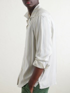 Zegna - Striped Camp-Collar Silk Shirt - Neutrals