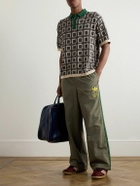 adidas Originals - Brain Dead Wide-Leg Logo-Flocked Striped Shell Track Pants - Green
