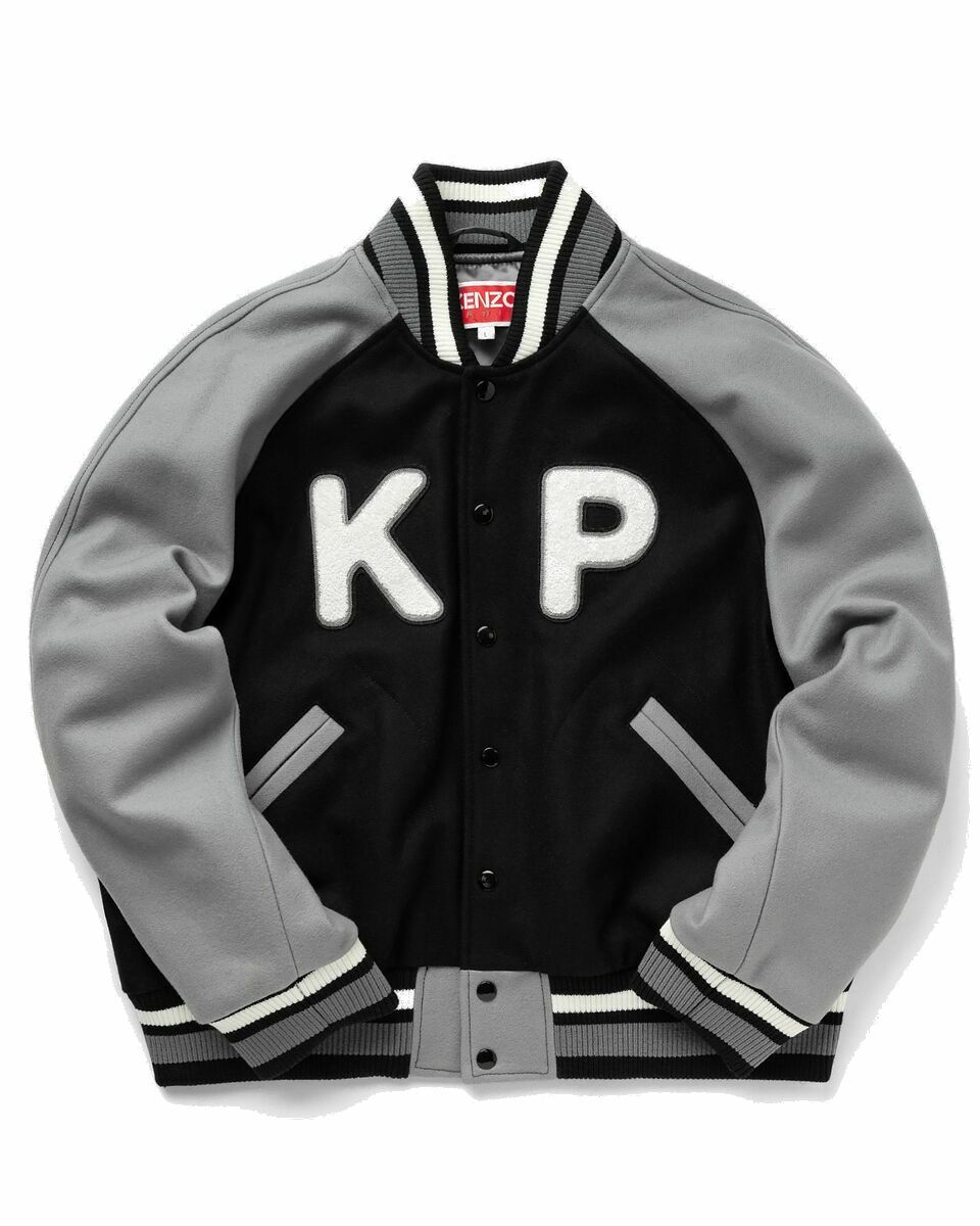 Photo: Kenzo Wool Varsity Jacket Black/Grey - Mens - College Jackets