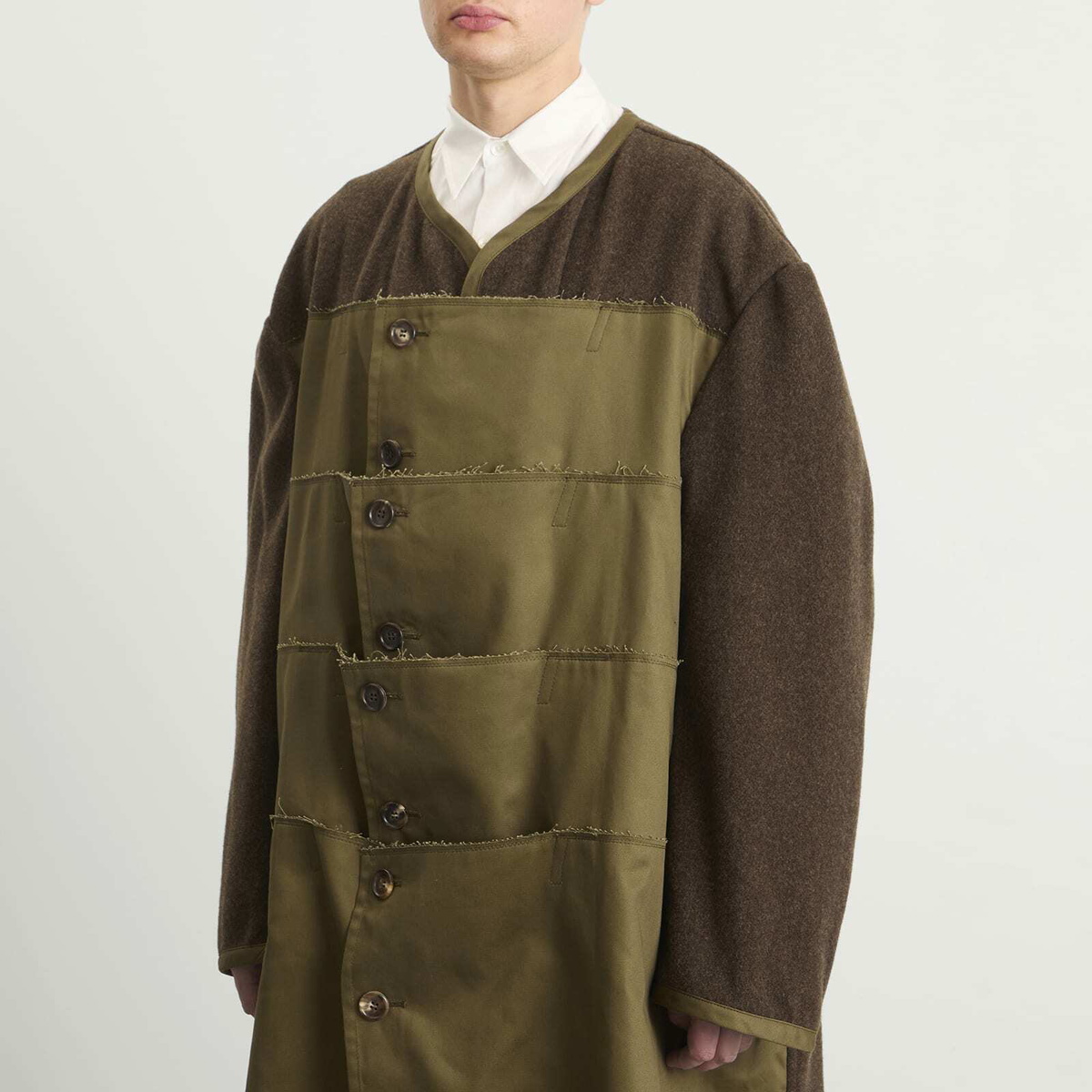 Comme des Garçons Homme Plus Men's Wool Long Line Coat in Khaki