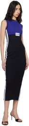 Jean Paul Gaultier Navy & Black Cotton Ribbed Midi Dress
