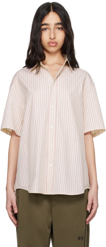 Photo: Commission Off-White & Red Banker Short Sleeve Shirt