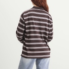 DUNST Women's Long Sleeve Polo Top in Brown Stripe