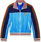 GUCCI - Striped Webbing-Trimmed Colour-Block Tech-Jersey Track Jacket - Blue