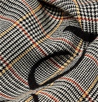 Gucci - Fringed Logo-Print Prince of Wales Checked Wool Scarf - Gray