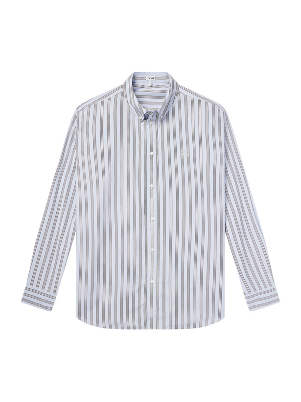 Photo: LOEWE - Striped Cotton-Poplin Shirt - Blue