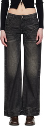 Fax Copy Express Black Dirty Wash Straight Jeans