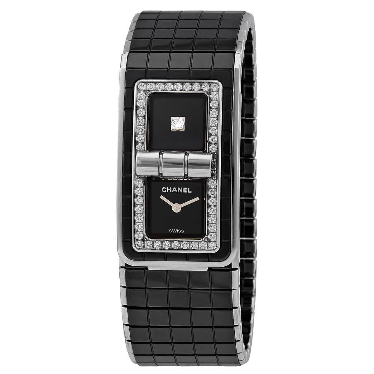 Chanel Code Coco Black Diamond Dial Steel and Ceramic Ladies Watch H5148