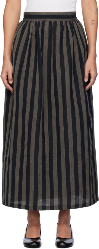 Photo: visvim Black & Gray Stripe Maxi Skirt