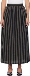 visvim Black & Gray Stripe Maxi Skirt
