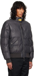 Parajumpers Gray Alf Leather Bomber Jacket