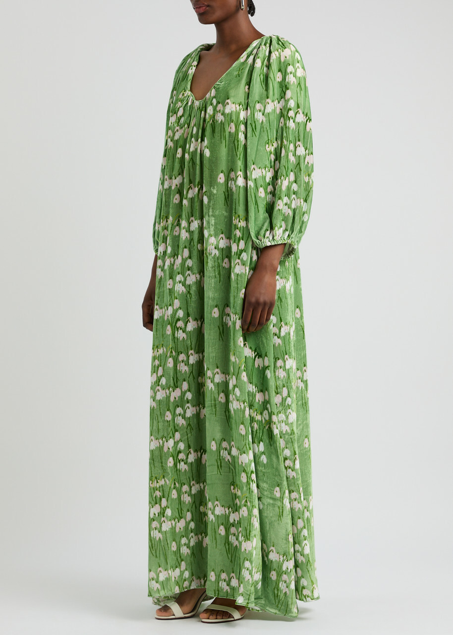 Bernadette Georgio Floral-print Velvet Maxi Dress Multi Print