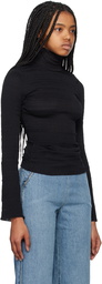 Victoria Beckham Black Shirred Turtleneck