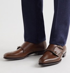 Kingsman - George Cleverley Perforated Leather Monk-Strap Shoes - Brown