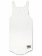 RRR123 - When in Corinth Slim-Fit Logo-Appliquéd Ribbed Cotton-Jersey Tank Top - White
