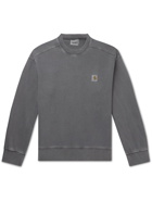 Carhartt WIP - Nelson Logo-Appliquéd Garment-Dyed Cotton-Jersey Sweatshirt - Gray