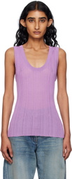 Versace Purple Ribbed Knit Tank Top