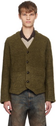 NVRFRGT Khaki Exposed Seams Cardigan