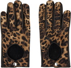 Ernest W. Baker Black Embroidered Cheetah Driving Gloves