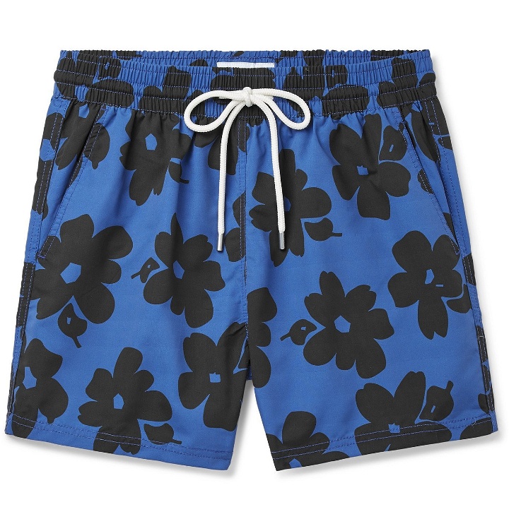 Photo: Atalaye - Beaurivage Short-Length Floral-Print Swim Shorts - Blue