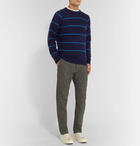 YMC - Striped Brushed-Wool Sweater - Blue