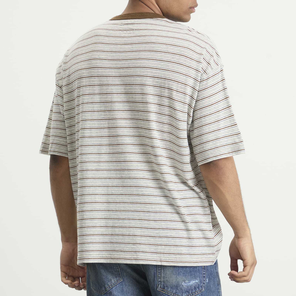 Visvim Men's Mondo Border Stripe T-Shirt in Grey