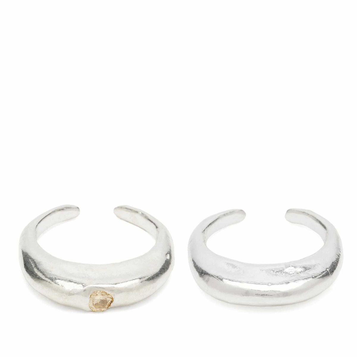 Simuero Women's Sol Y Sombra Toe Ring Set in Silver/Lemon Yellow Cubic Zirconia 