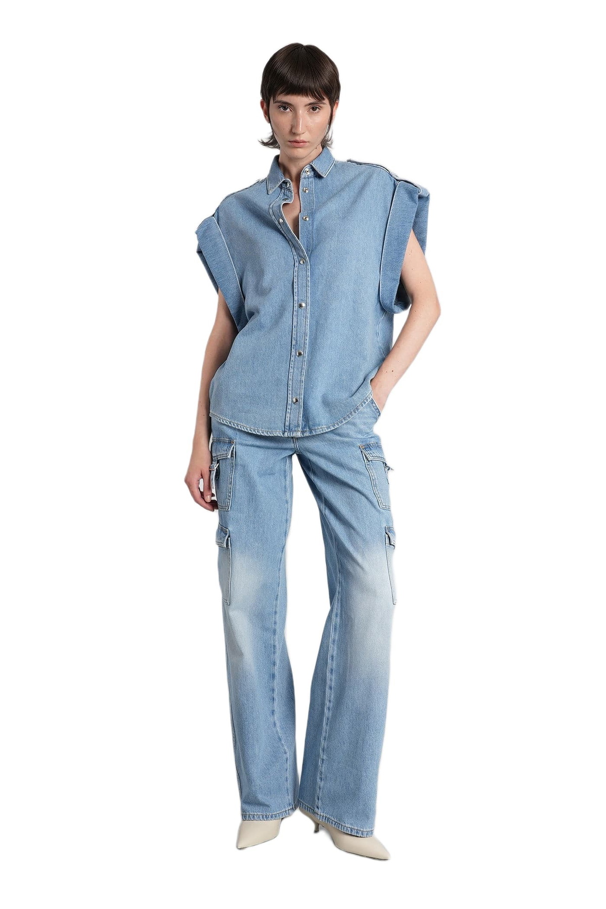 IRO Uline Vest In Blue Cotton