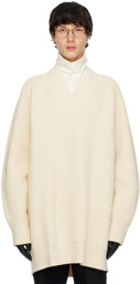 Jil Sander Off-White V-Neck Sweater