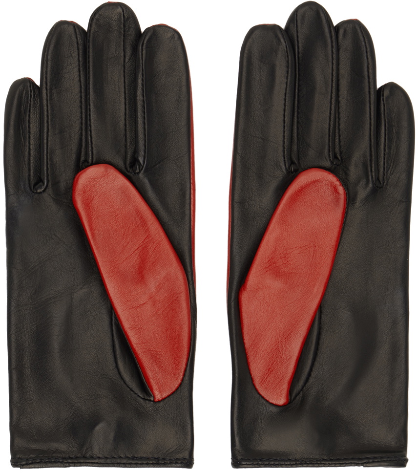 Ernest W. Baker Red & Black Contrast Leather Driving Gloves