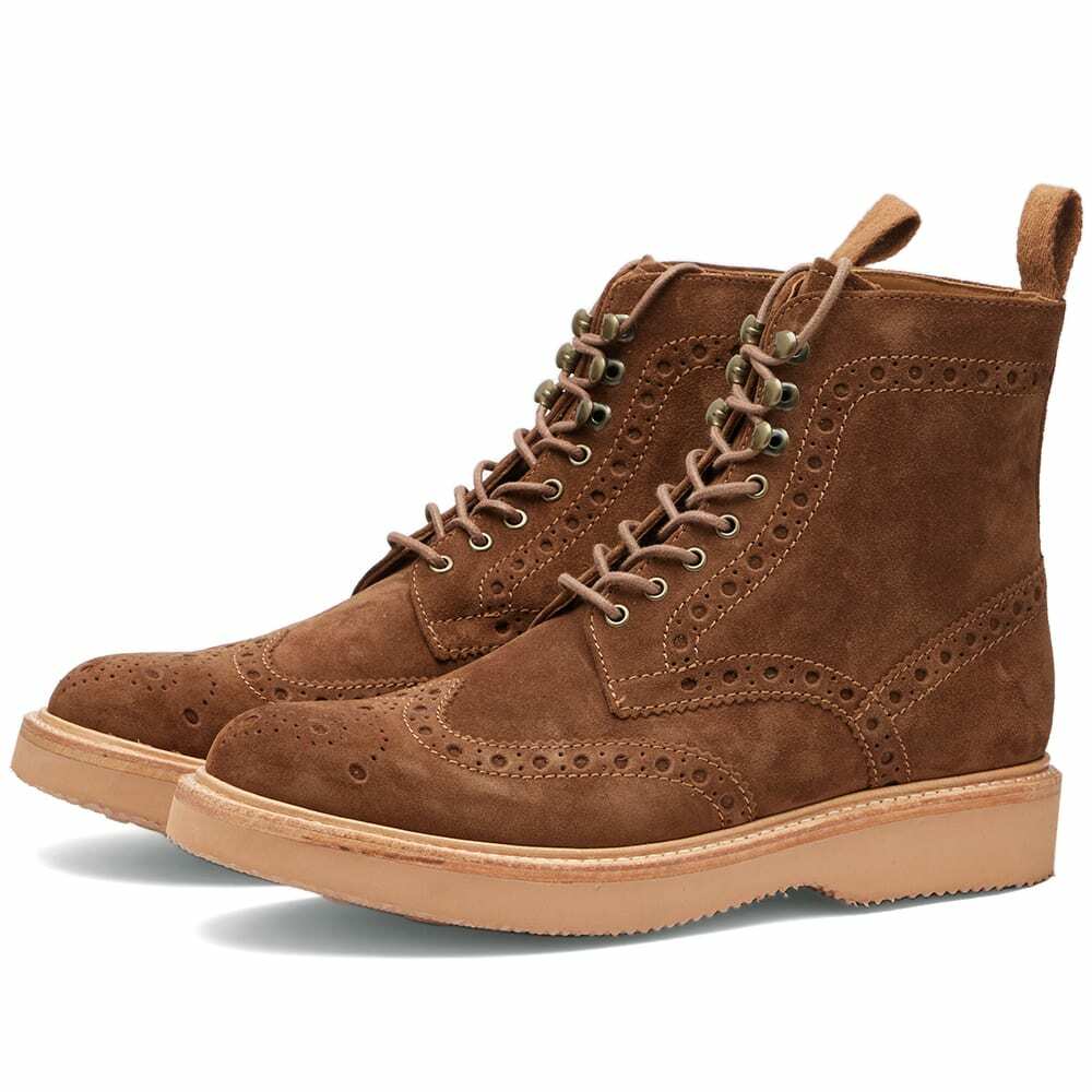 Grenson Men's Fred Brogue Boot in Cigar Suede Grenson
