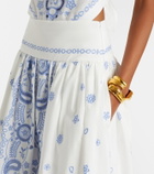 Self-Portrait Embroidered cotton midi skirt