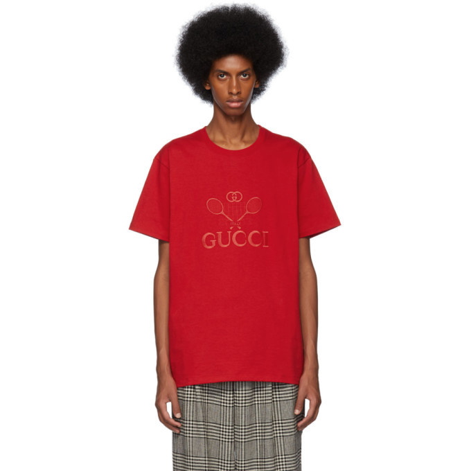 Photo: Gucci Red Oversized Tennis Club T-Shirt