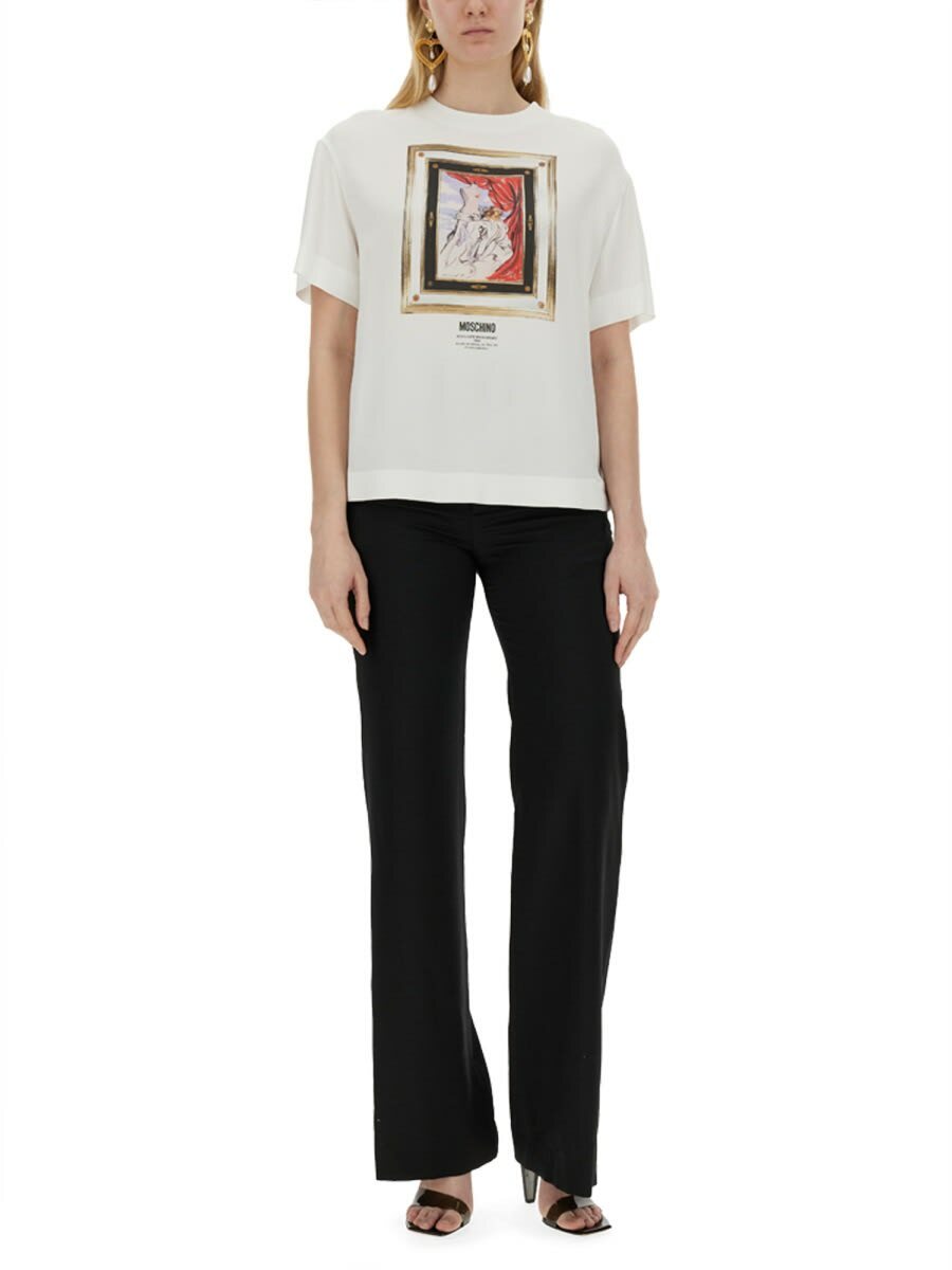 Tシャツ・カットソー Moschino ENVER SATIN BLOUSE STILL LIFE WITH HEART Moschino Enver Satin Blouse Still Life With Heart Moschino