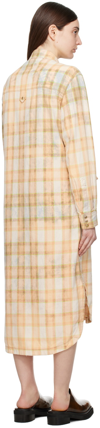 OPEN YY Orange Check Midi Dress