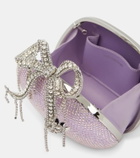 Self-Portrait The Bow embellished satin clutch