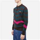 By Parra Men's Long Sleeve One Weird Wave Knitted Polo Shirt in Chocolate