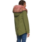Mr and Mrs Italy Green and Pink Interior Quilt Fur Jacket