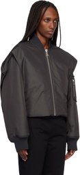 Jean Paul Gaultier Gray Hidden Hood Detail Bomber Jacket