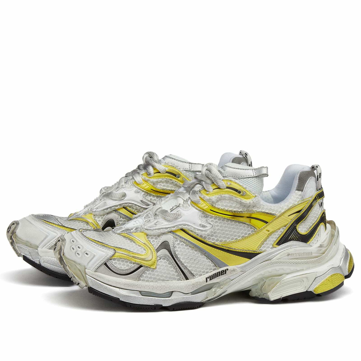 スニーカー BALENCIAGA Runner 2 Sneaker in White/Yellow/Black Balenciaga Men's Runner 2 in White/Yellow/Black Balenciaga