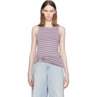 Rabanne Purple & Beige Striped Piercing Viscose Jersey Tank Top