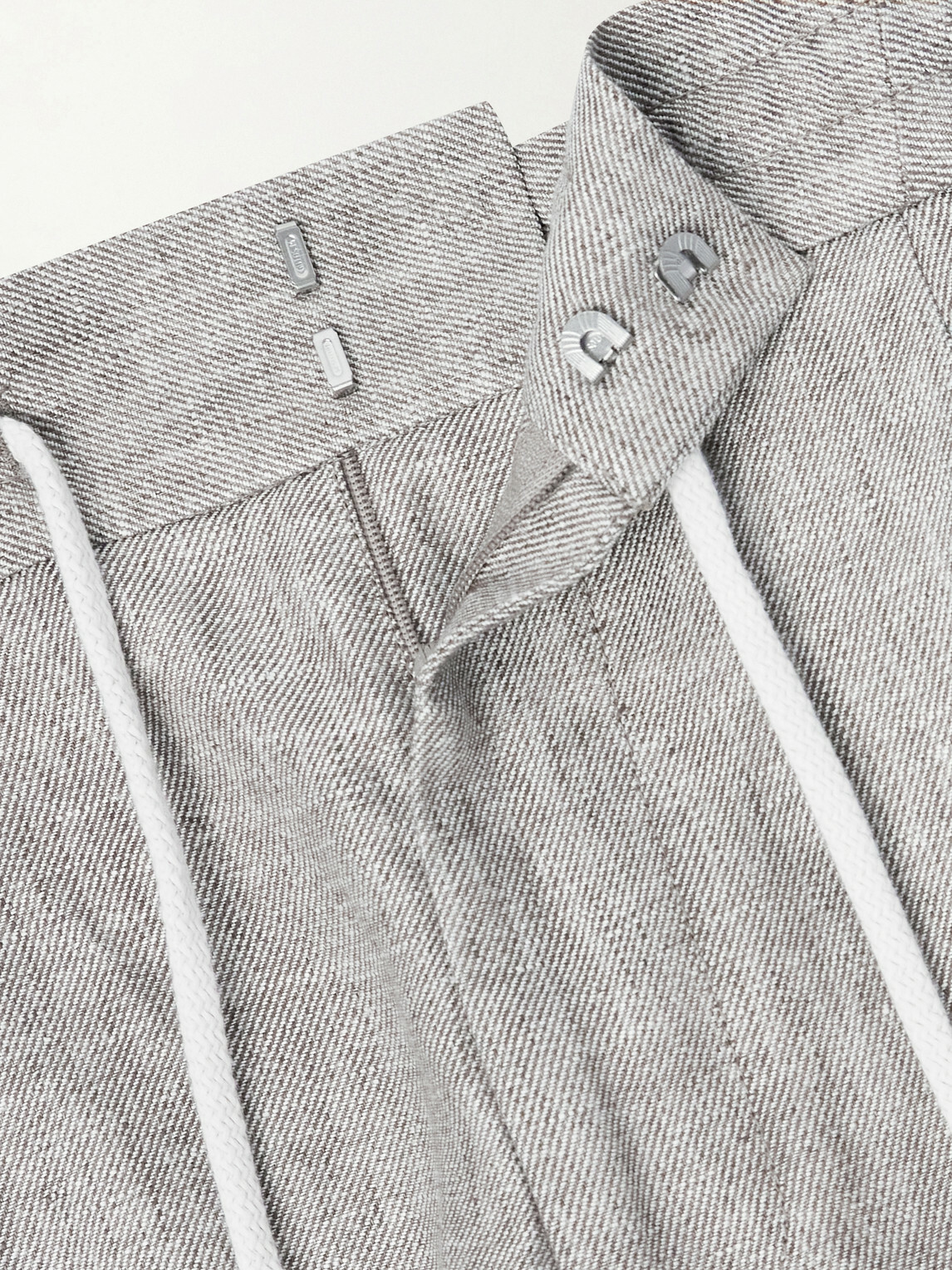 Brunello Cucinelli - Straight-Leg Pleated Hemp and Linen-Blend Twill Trousers - Gray