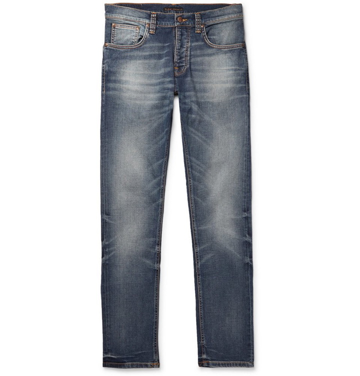 Photo: Nudie Jeans - Grim Tim Slim-Fit Organic Stretch-Denim Jeans - Mid denim